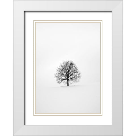 Solitary 1 White Modern Wood Framed Art Print with Double Matting by Design Fabrikken