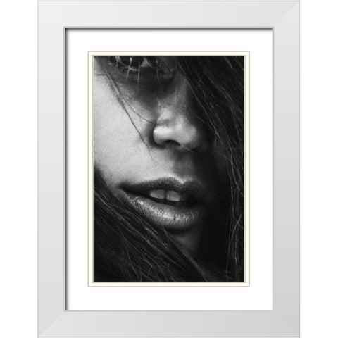 Face 4 White Modern Wood Framed Art Print with Double Matting by Design Fabrikken