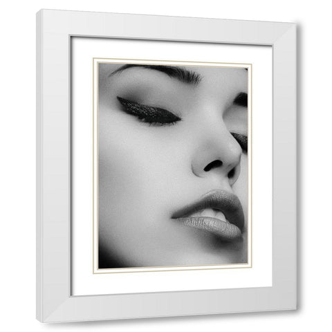 Face 1 White Modern Wood Framed Art Print with Double Matting by Design Fabrikken