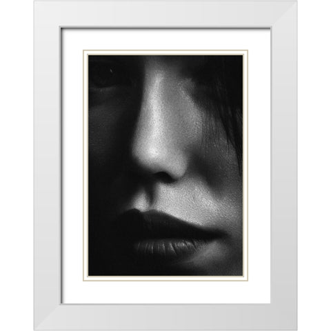 Face 2 White Modern Wood Framed Art Print with Double Matting by Design Fabrikken