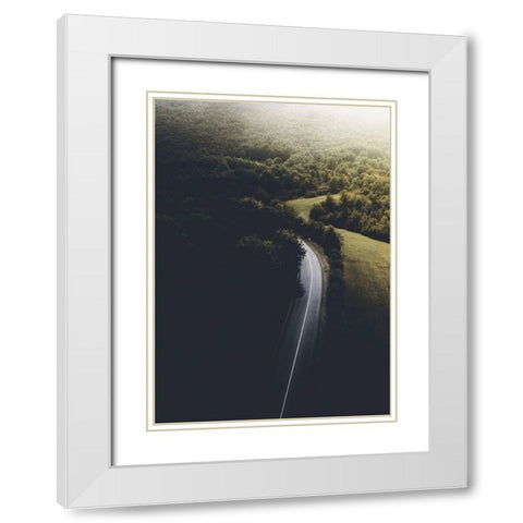 Road to Darkness White Modern Wood Framed Art Print with Double Matting by Design Fabrikken