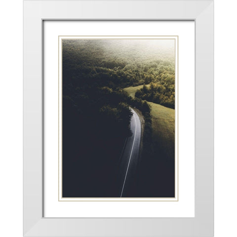 Road to Darkness White Modern Wood Framed Art Print with Double Matting by Design Fabrikken