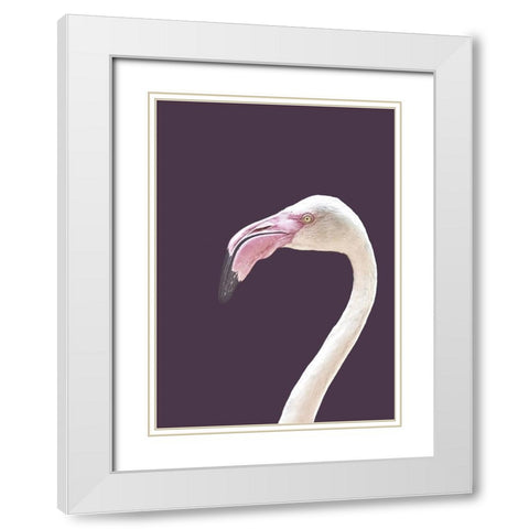 The Flamingo White Modern Wood Framed Art Print with Double Matting by Design Fabrikken