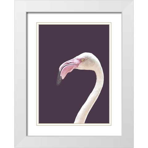 The Flamingo White Modern Wood Framed Art Print with Double Matting by Design Fabrikken