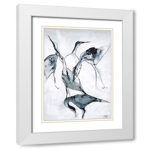 Crane 1 White Modern Wood Framed Art Print with Double Matting by Design Fabrikken
