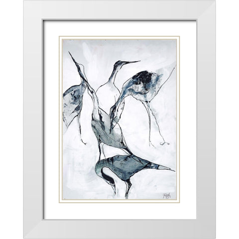Crane 1 White Modern Wood Framed Art Print with Double Matting by Design Fabrikken