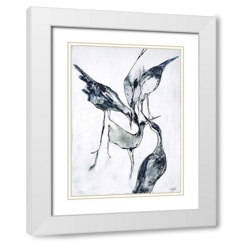 Crane 2 White Modern Wood Framed Art Print with Double Matting by Design Fabrikken