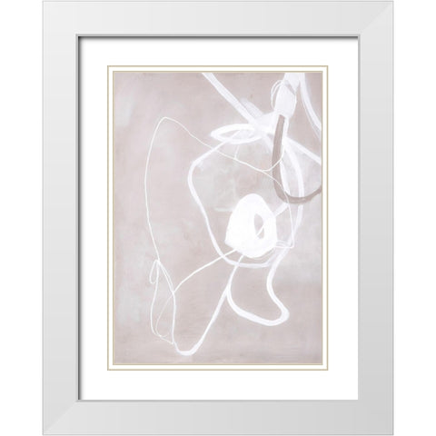 Fine Line 1 White Modern Wood Framed Art Print with Double Matting by Design Fabrikken
