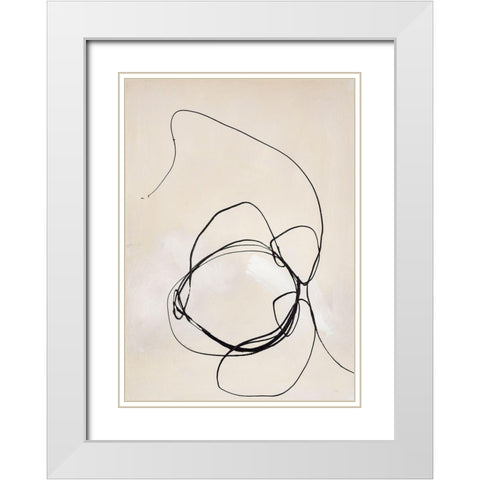 Fine Line 5 White Modern Wood Framed Art Print with Double Matting by Design Fabrikken
