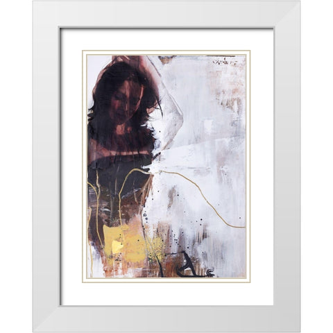 Yellow Era 1 White Modern Wood Framed Art Print with Double Matting by Design Fabrikken