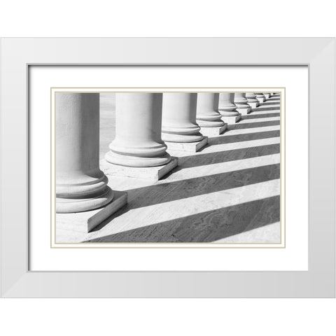Pillars 1 White Modern Wood Framed Art Print with Double Matting by Design Fabrikken
