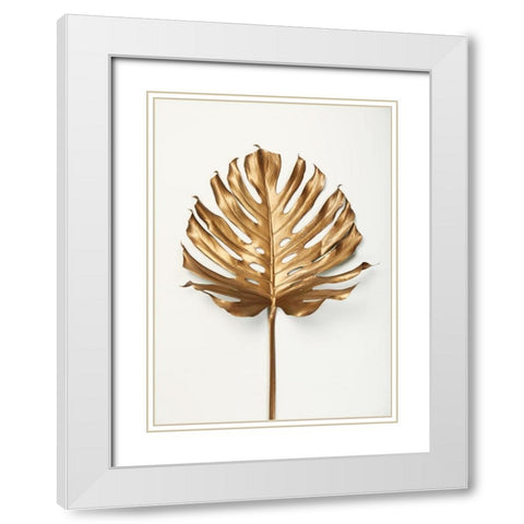 Monstrea Gold Leaf White Modern Wood Framed Art Print with Double Matting by Design Fabrikken