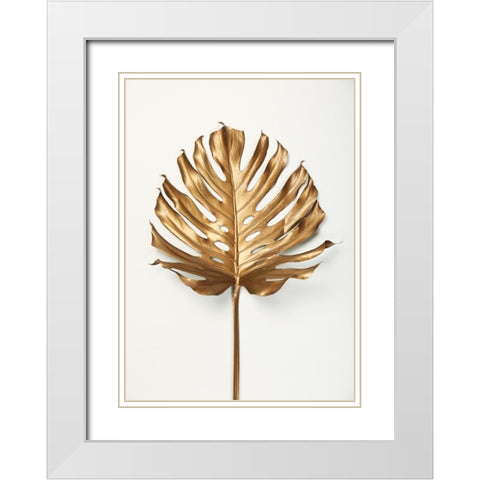Monstrea Gold Leaf White Modern Wood Framed Art Print with Double Matting by Design Fabrikken