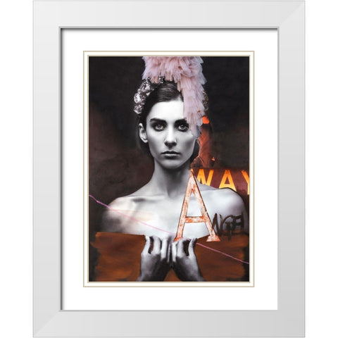 Angel White Modern Wood Framed Art Print with Double Matting by Design Fabrikken