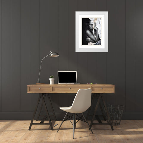 Paper Look 1 White Modern Wood Framed Art Print with Double Matting by Design Fabrikken