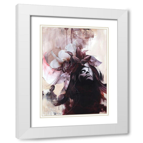 Imperfection Red White Modern Wood Framed Art Print with Double Matting by Design Fabrikken