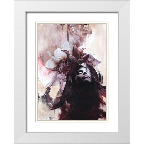 Imperfection Red White Modern Wood Framed Art Print with Double Matting by Design Fabrikken