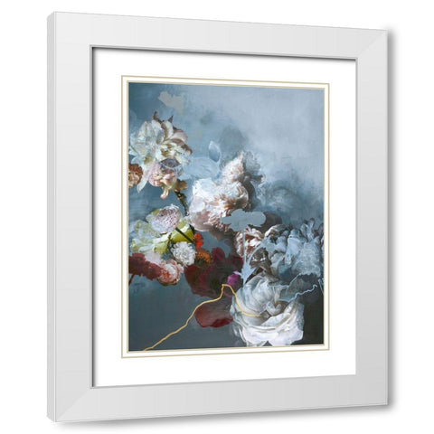 Haute Couture Blue White Modern Wood Framed Art Print with Double Matting by Design Fabrikken