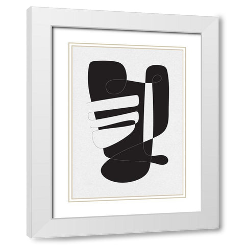 Graphical 4 White Modern Wood Framed Art Print with Double Matting by Design Fabrikken