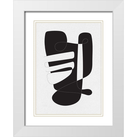 Graphical 4 White Modern Wood Framed Art Print with Double Matting by Design Fabrikken