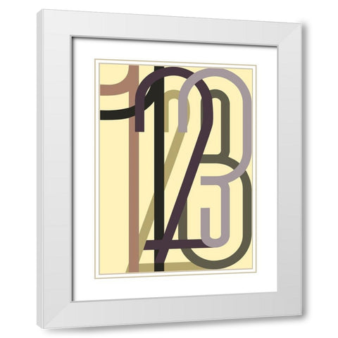 Numbers 1 White Modern Wood Framed Art Print with Double Matting by Design Fabrikken
