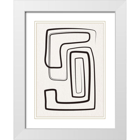 Oneliners-2 White Modern Wood Framed Art Print with Double Matting by Design Fabrikken