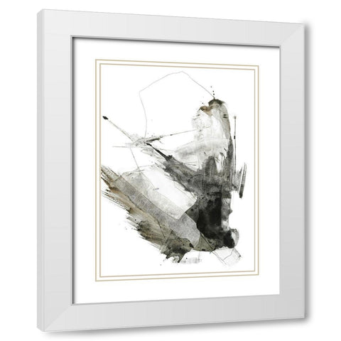 Graphical Shapes 1 White Modern Wood Framed Art Print with Double Matting by Design Fabrikken