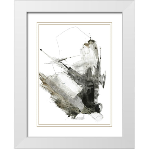 Graphical Shapes 1 White Modern Wood Framed Art Print with Double Matting by Design Fabrikken