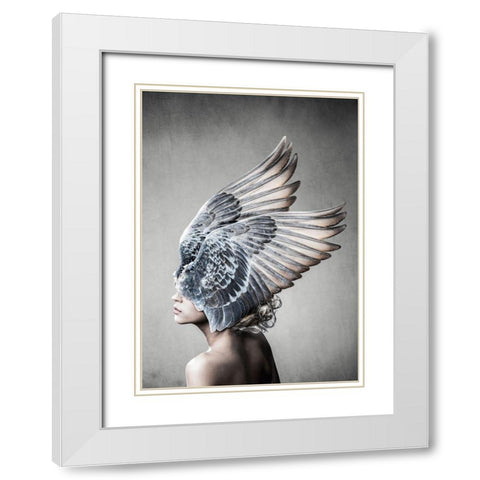 Selene White Modern Wood Framed Art Print with Double Matting by Design Fabrikken