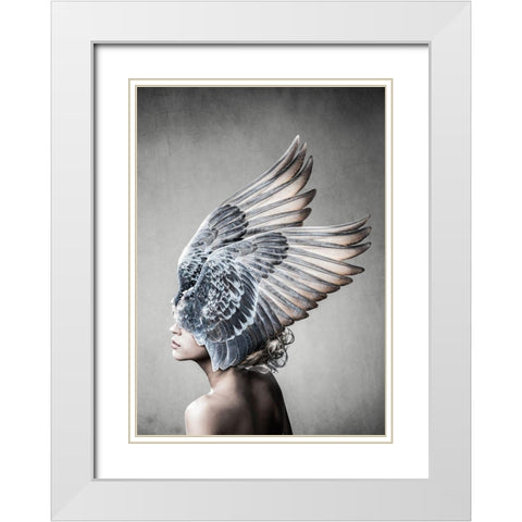 Selene White Modern Wood Framed Art Print with Double Matting by Design Fabrikken