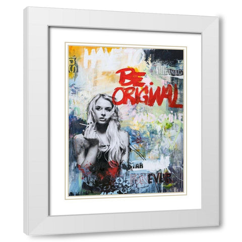Be Original White Modern Wood Framed Art Print with Double Matting by Design Fabrikken