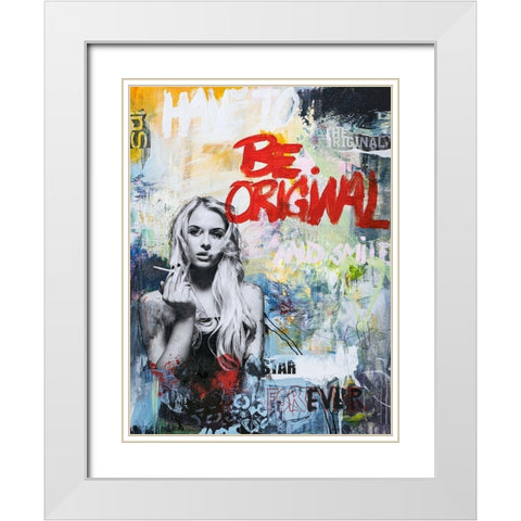 Be Original White Modern Wood Framed Art Print with Double Matting by Design Fabrikken
