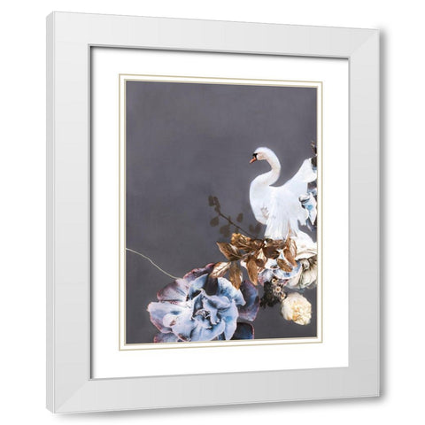 Swan Gold 2 White Modern Wood Framed Art Print with Double Matting by Design Fabrikken