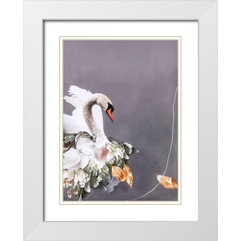 Swan Gold 1 White Modern Wood Framed Art Print with Double Matting by Design Fabrikken