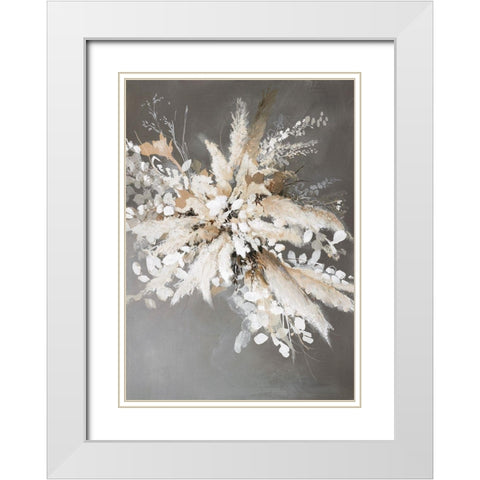 Light Leaves 1 White Modern Wood Framed Art Print with Double Matting by Design Fabrikken