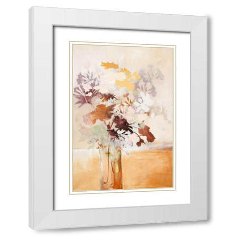 Pastel Flower 1 White Modern Wood Framed Art Print with Double Matting by Design Fabrikken