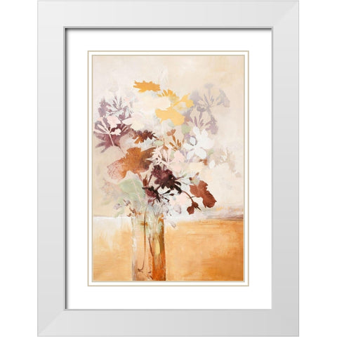 Pastel Flower 1 White Modern Wood Framed Art Print with Double Matting by Design Fabrikken