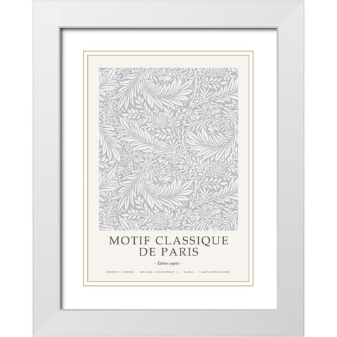 Motif Classique 5 White Modern Wood Framed Art Print with Double Matting by Design Fabrikken