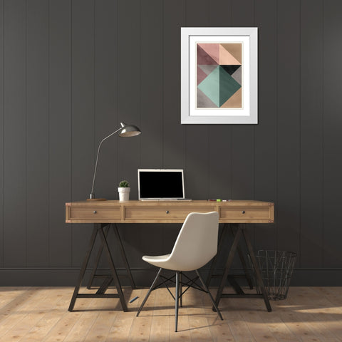 Triangle-1 White Modern Wood Framed Art Print with Double Matting by Design Fabrikken