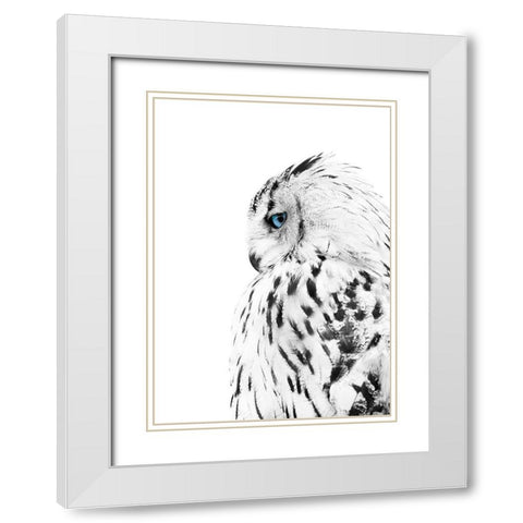 White Owl White Modern Wood Framed Art Print with Double Matting by Design Fabrikken
