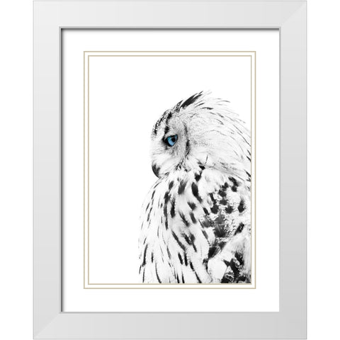 White Owl White Modern Wood Framed Art Print with Double Matting by Design Fabrikken