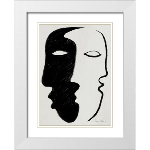 Face to Face White Modern Wood Framed Art Print with Double Matting by Design Fabrikken