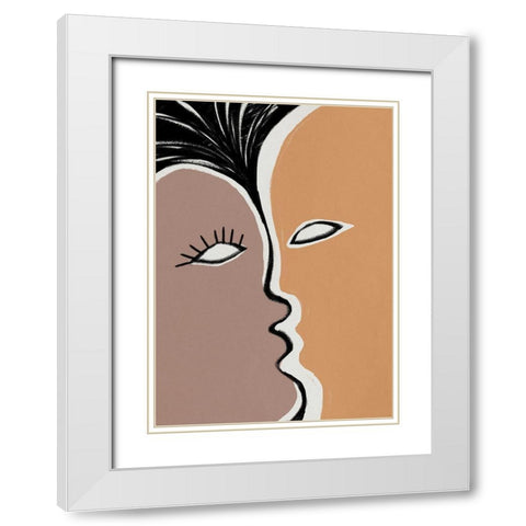 Face to Face 2 White Modern Wood Framed Art Print with Double Matting by Design Fabrikken