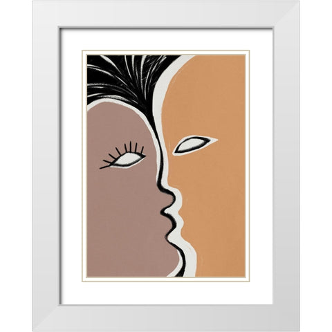 Face to Face 2 White Modern Wood Framed Art Print with Double Matting by Design Fabrikken