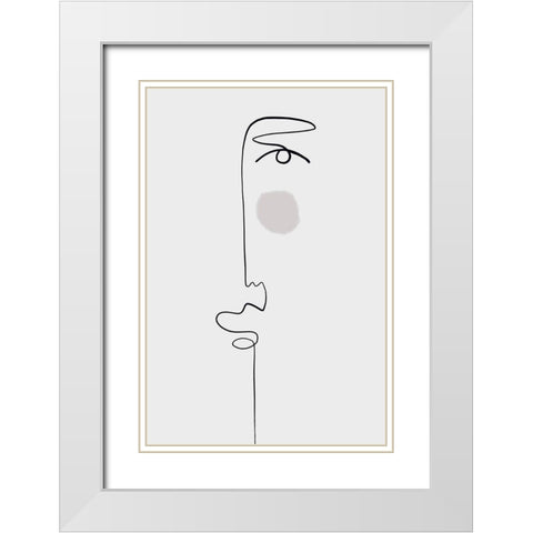 Faces 1 White Modern Wood Framed Art Print with Double Matting by Design Fabrikken