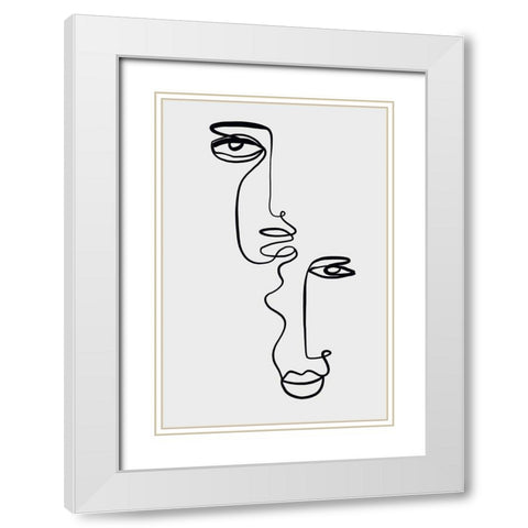 Faces 2 White Modern Wood Framed Art Print with Double Matting by Design Fabrikken