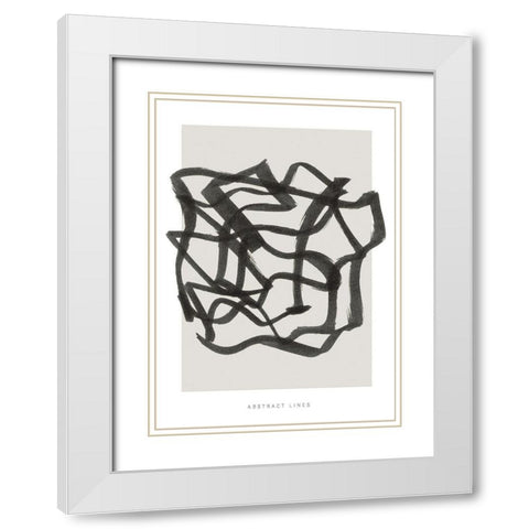 Lines 1 White Modern Wood Framed Art Print with Double Matting by Design Fabrikken