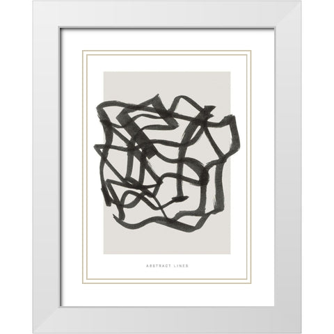 Lines 1 White Modern Wood Framed Art Print with Double Matting by Design Fabrikken