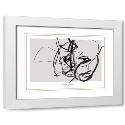 Lines 2 White Modern Wood Framed Art Print with Double Matting by Design Fabrikken