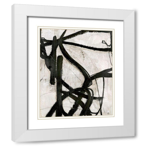 Graphical Lines 5 White Modern Wood Framed Art Print with Double Matting by Design Fabrikken